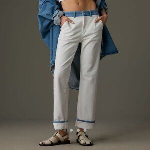 Anthropologie's Pilcro Relaxed Cuff High-Rise Straight Leg Jeans, White